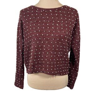Altar'd State Cropped Sweater Rust Cream Dot Size S Small Lightweight